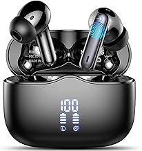 Wireless Earbud, Bluetooth 5.3 Headphones HIFI Immersive Sound with 4 HD Microphone, 40H Playtime, IP7 Waterproof, Easy Control Earphones with Light Weight USB-C Charging Case for Android IOS Workout
