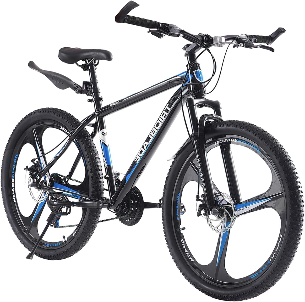 TRIOBLADE 27.5 Inch Mountain Bike 3 Spoke Wheels Mountain Bicycle 21 Speeds Disc Brake Bike 17.5 Inch Lightweight Bicycle for Adult Men Women (Black & Blue)