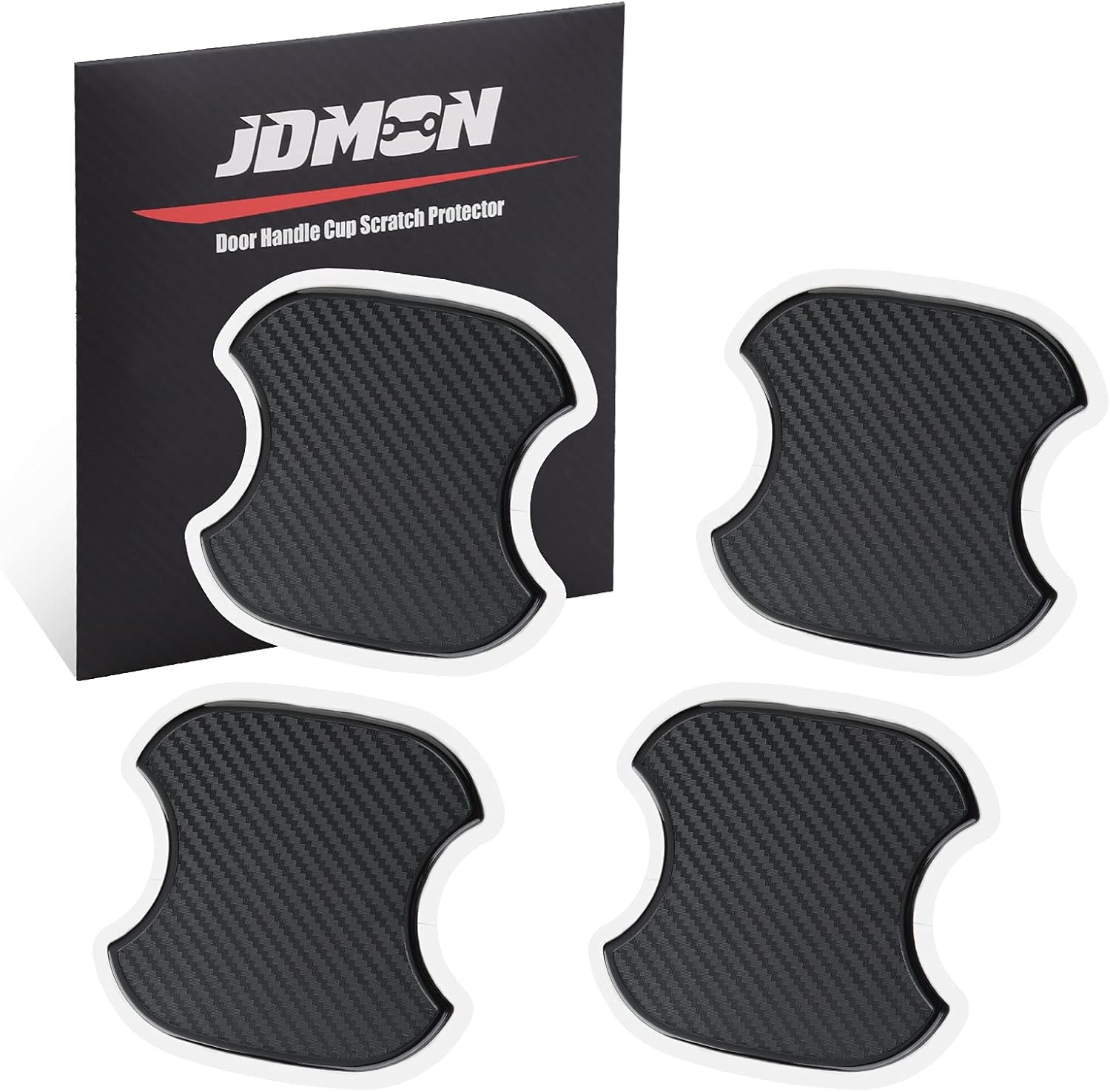 JDMON Car Handle Cup Scratch Protector, 4PCS TPU Carbon Fiber Texture Door Bowl 3D Sticker Universal Fit Handle Paint Cover Guard