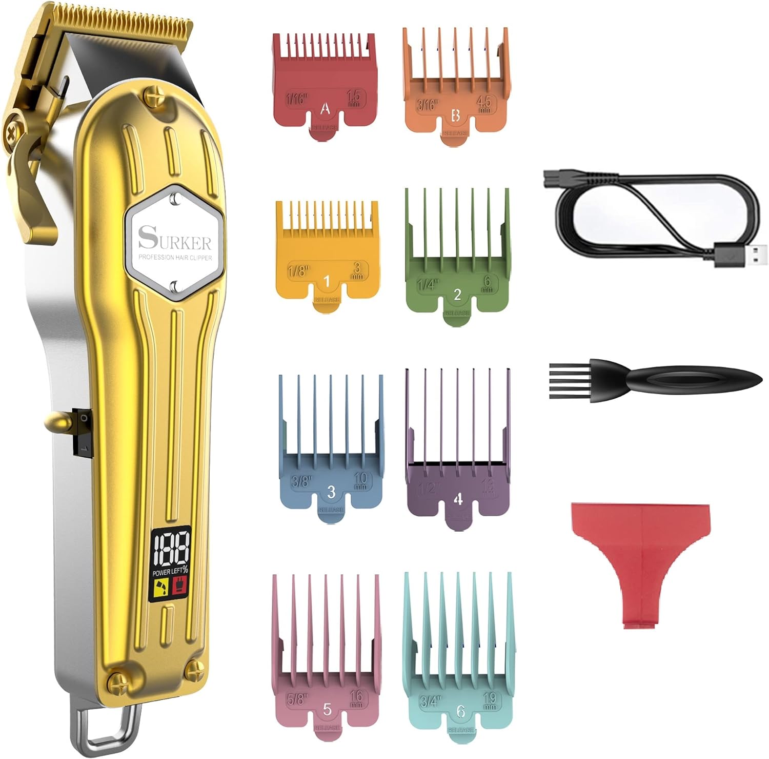 SURKER Hair Clippers for Men - Barber Hair Cut & Beard Trimmer Grooming Kit - Professional Rechargeable Cordless Quiet