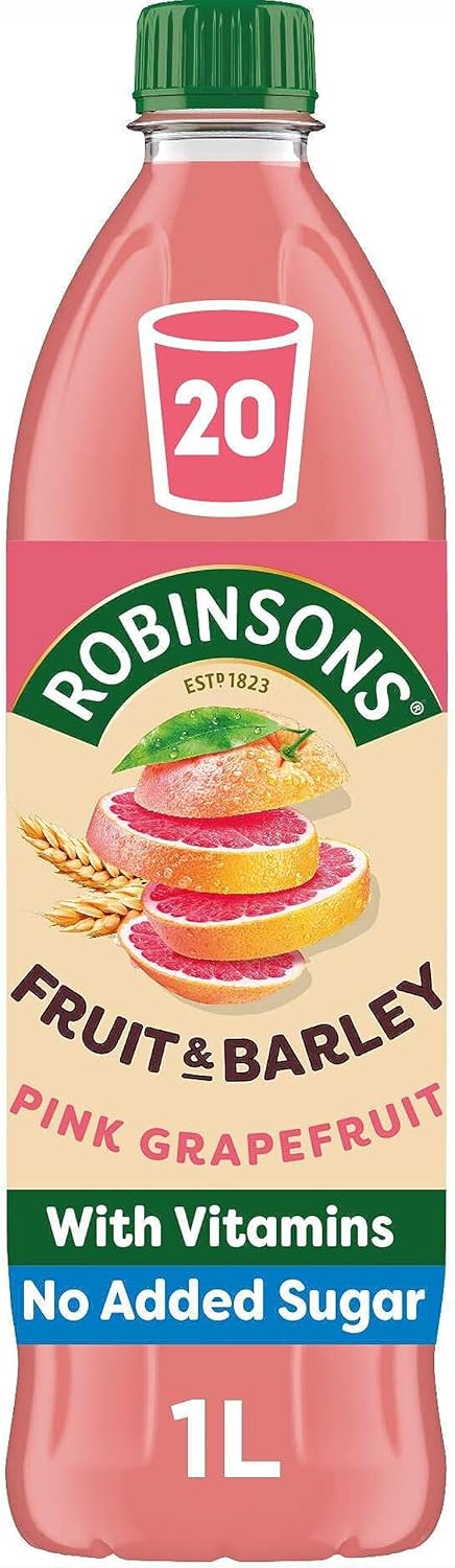 Robinsons Fruit and Barley - Real Fruit Squash, Low Calorie - Pink Grapefruit - 1 Litre, 20 Servings