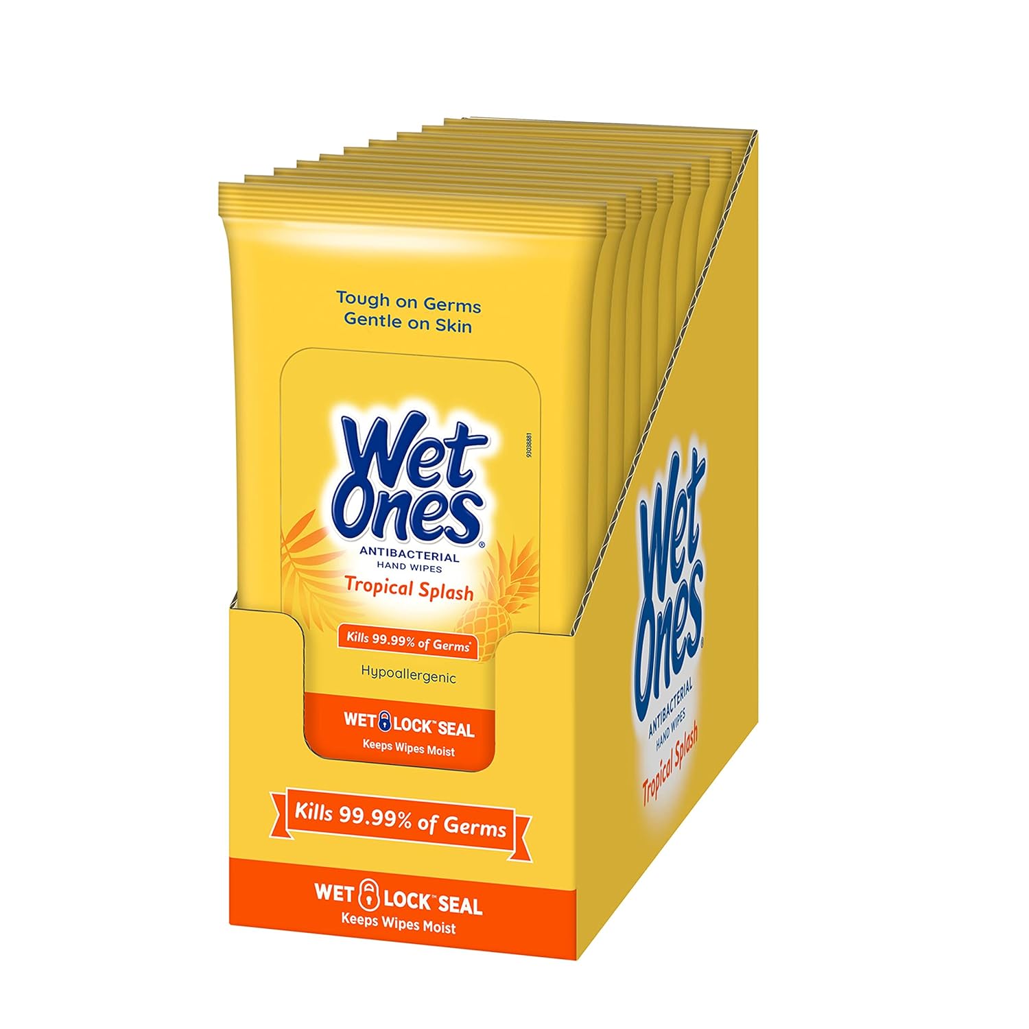 Wet Ones Antibacterial Hand Wipes, Tropical Splash Scent, 20 Count (Pack of 10)