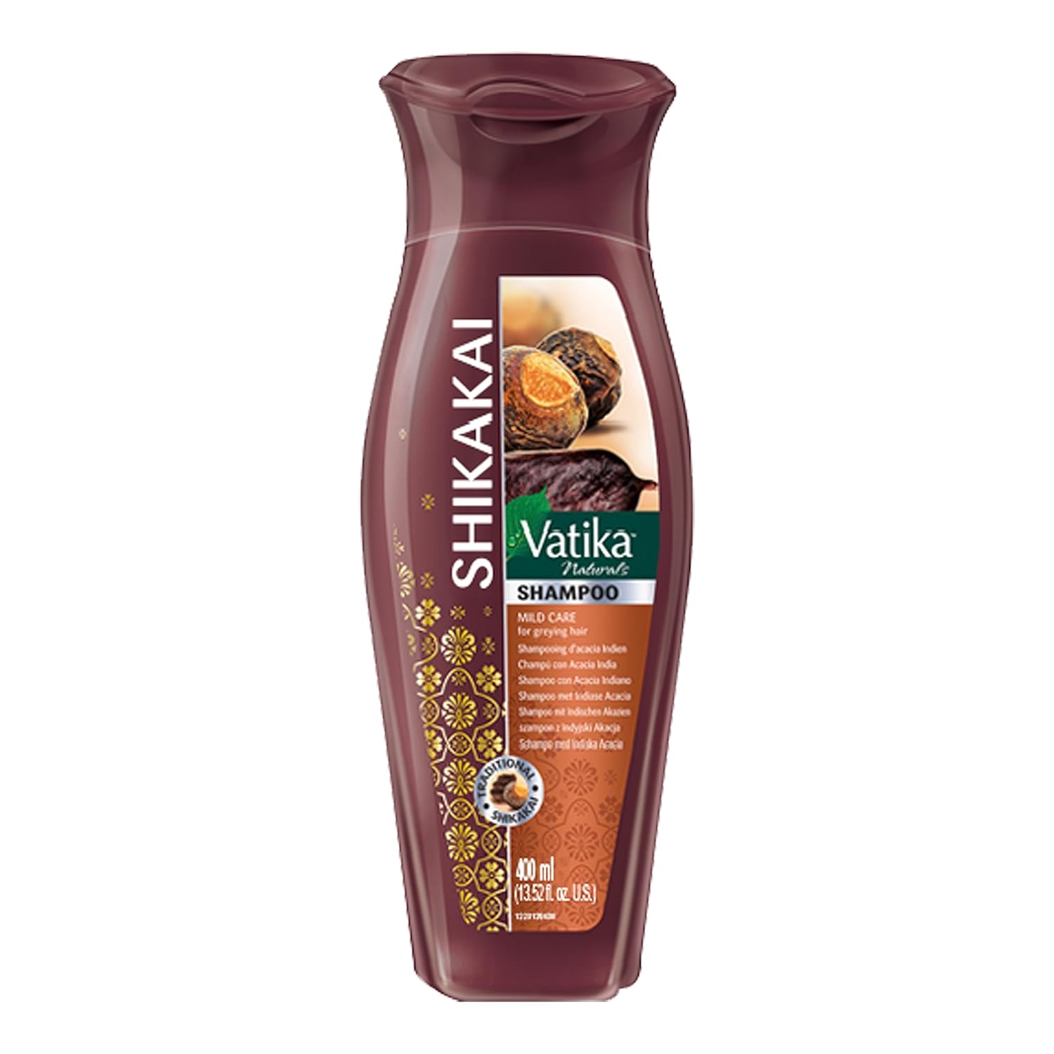 Dabur Vatika Naturals Shikakai Shampoo for Women – Hydrating & Smoothing Formula – Deeply Cleanses, Softens & Revitalizes Dry, Damaged, or Frizzy Hair – Mild Care for Greying Hair - 400ml Bottle