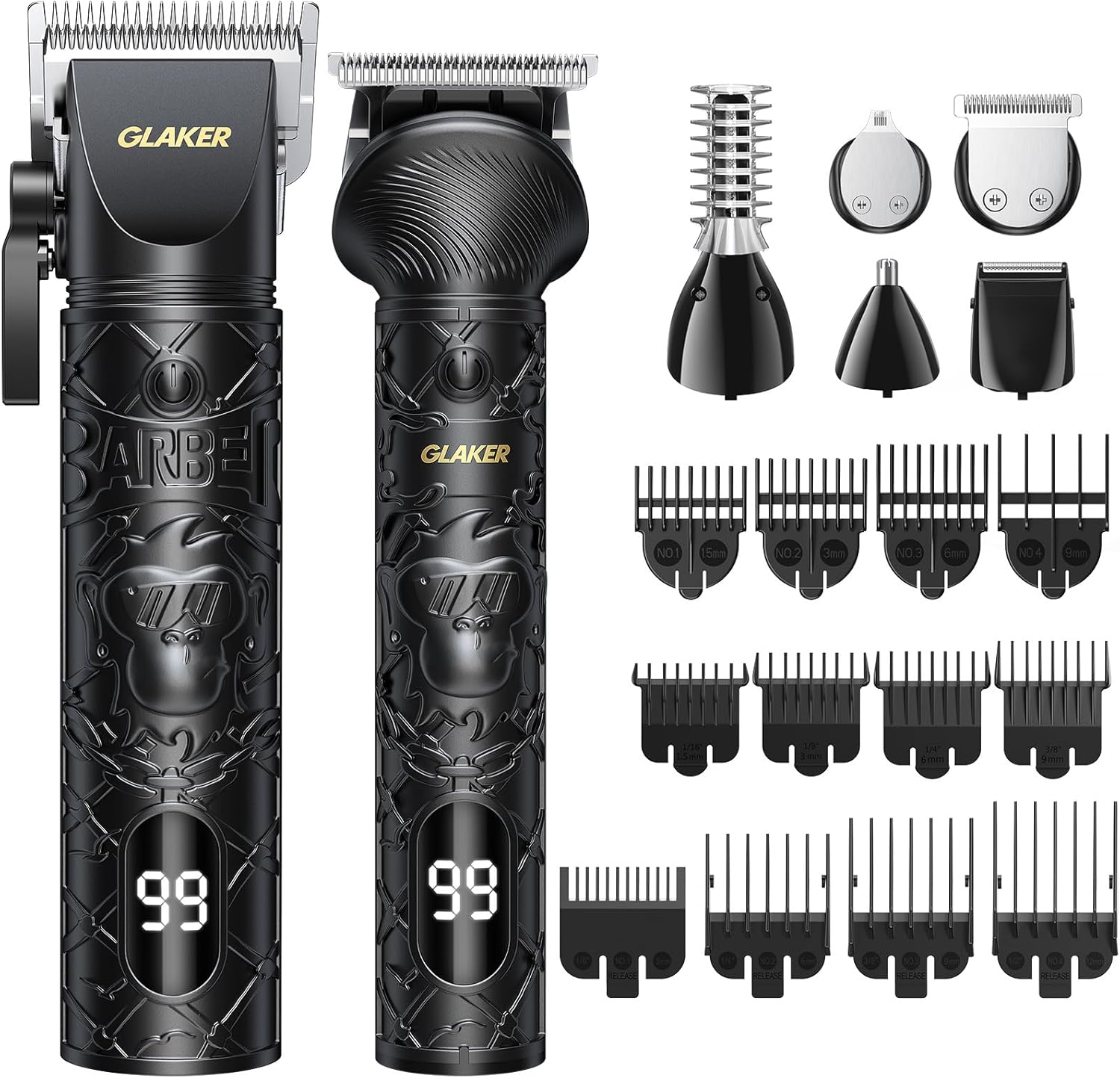 GLAKER Hair Clippers for Men Professional, Cordless Clippers for Hair Cutting, Mens Bear Trimmer, Electric Razor Barber Clippers Hair Trimmer, Gifts for Men (Black)