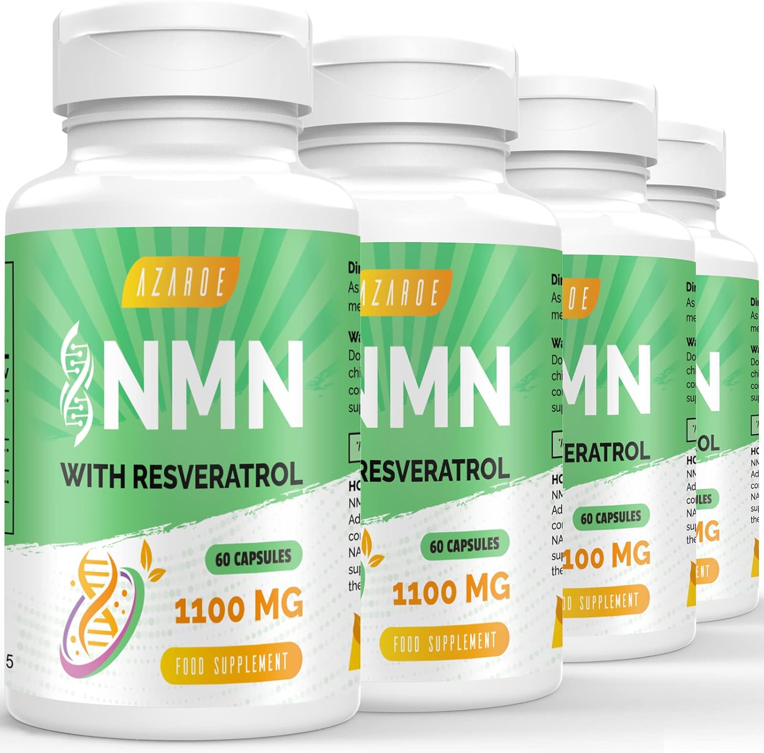 NAD+ Trans-Resveratrol 1100mg – Advanced Formula for Enhanced Performance & Vitality (60 Count (Pack of 4))