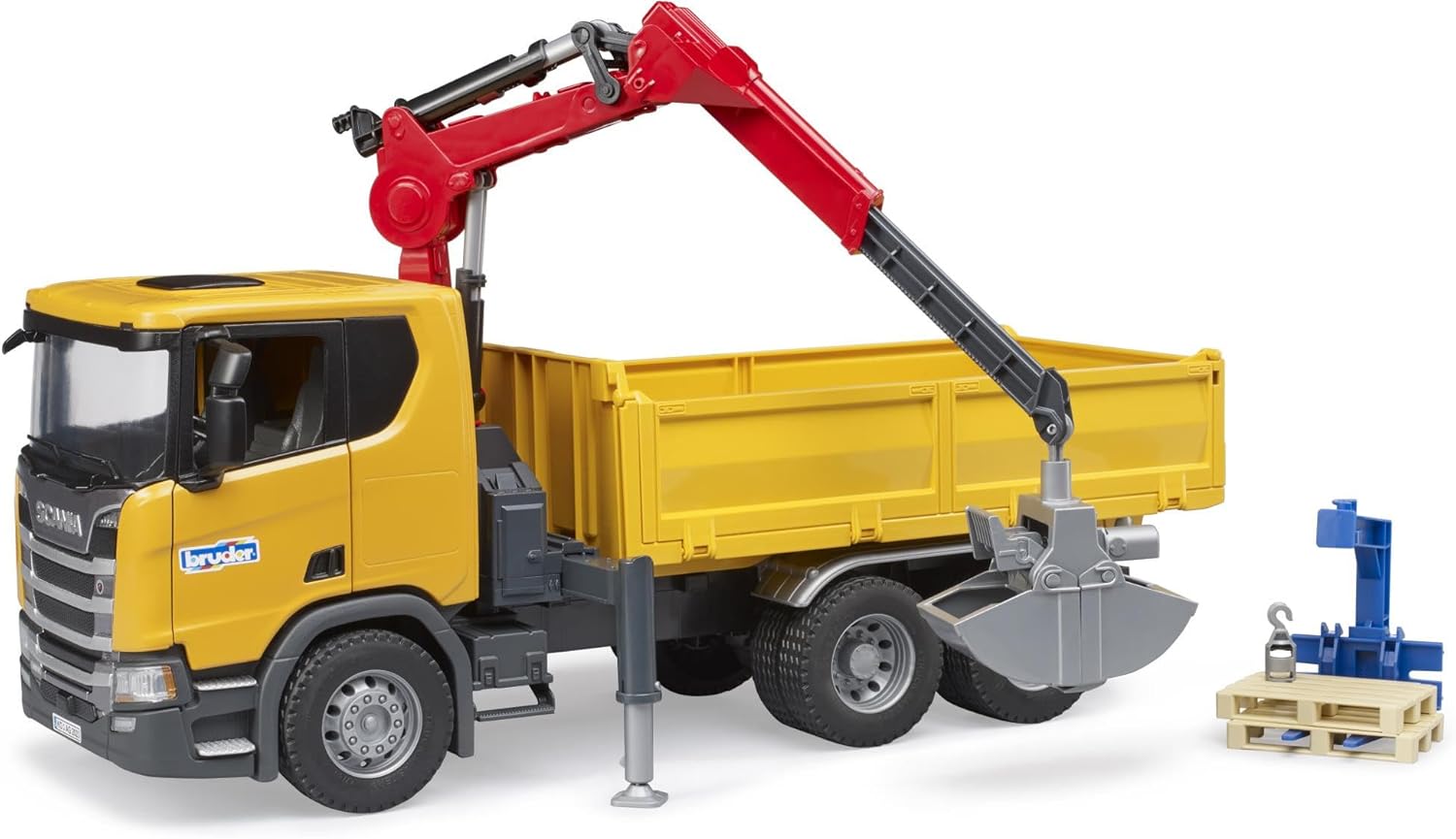bruder 03551 Scania Super 560R Construction Site Truck with Crane & 2 Pallets - 1:16 Vehicles, Construction Vehicle, Crane Truck, Toy from 4 Years