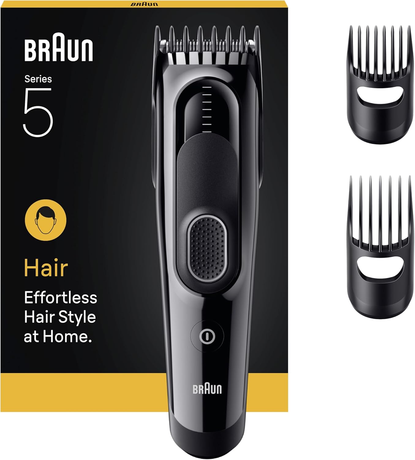 Braun Hair Clippers for Men Haircut, Braun Series 5 Cordless Clipper +3 Styling Tools, 17 Length Settings, Professional Mens Hair Clipper, Sharp Blades, Washable, HC5530 - Black