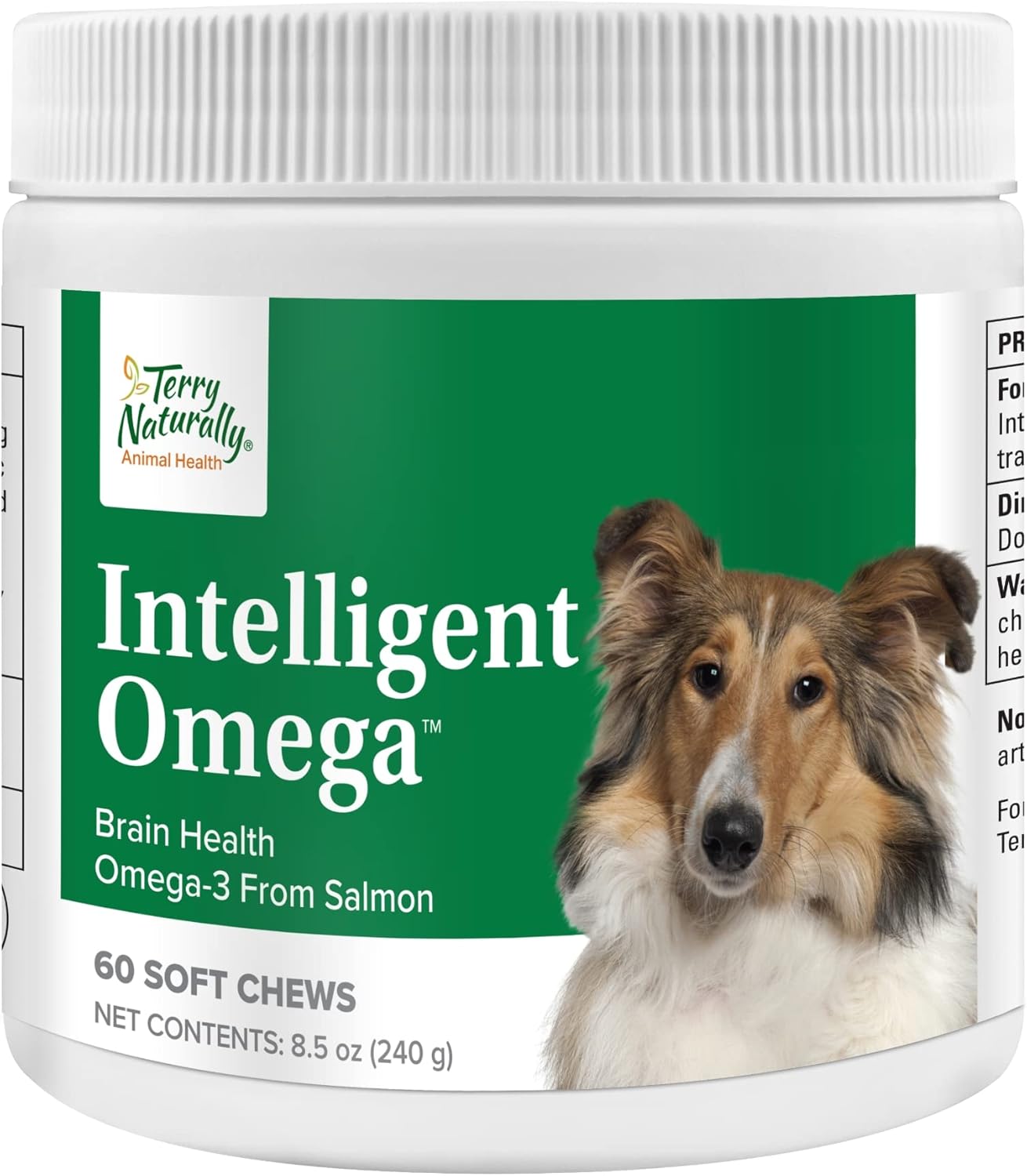 Terry Naturally Animal Health Intelligent Omega - 60 Soft Chews - Omega 3 from Salmon for Dogs - Promotes Brain & Eye Health - 60 Servings