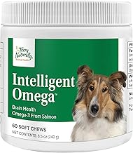 Terry Naturally Animal Health Intelligent Omega - 60 Soft Chews - Omega 3 from Salmon for Dogs - Promotes Brain & Eye Health - 60 Servings