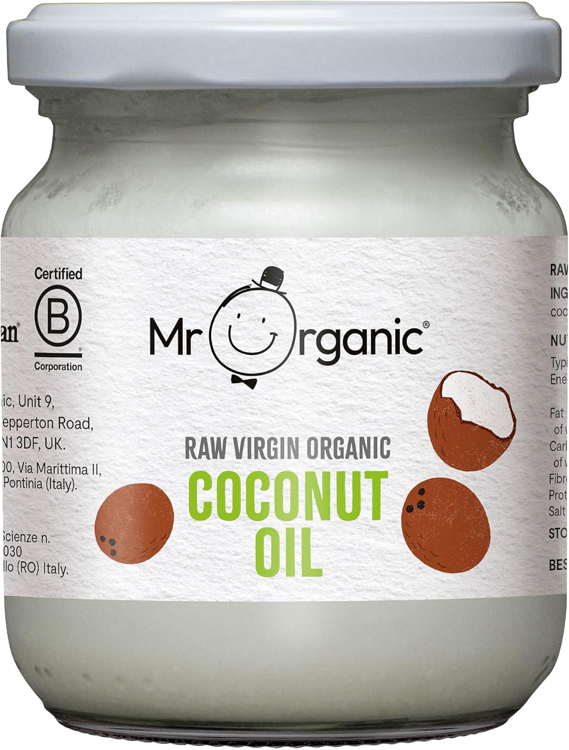 Mr Organic - Raw Virgin Coconut Oil 200ml - Vegan, Gluten-Free, Non-GMO, and Organic Coconut Oil for Cooking
