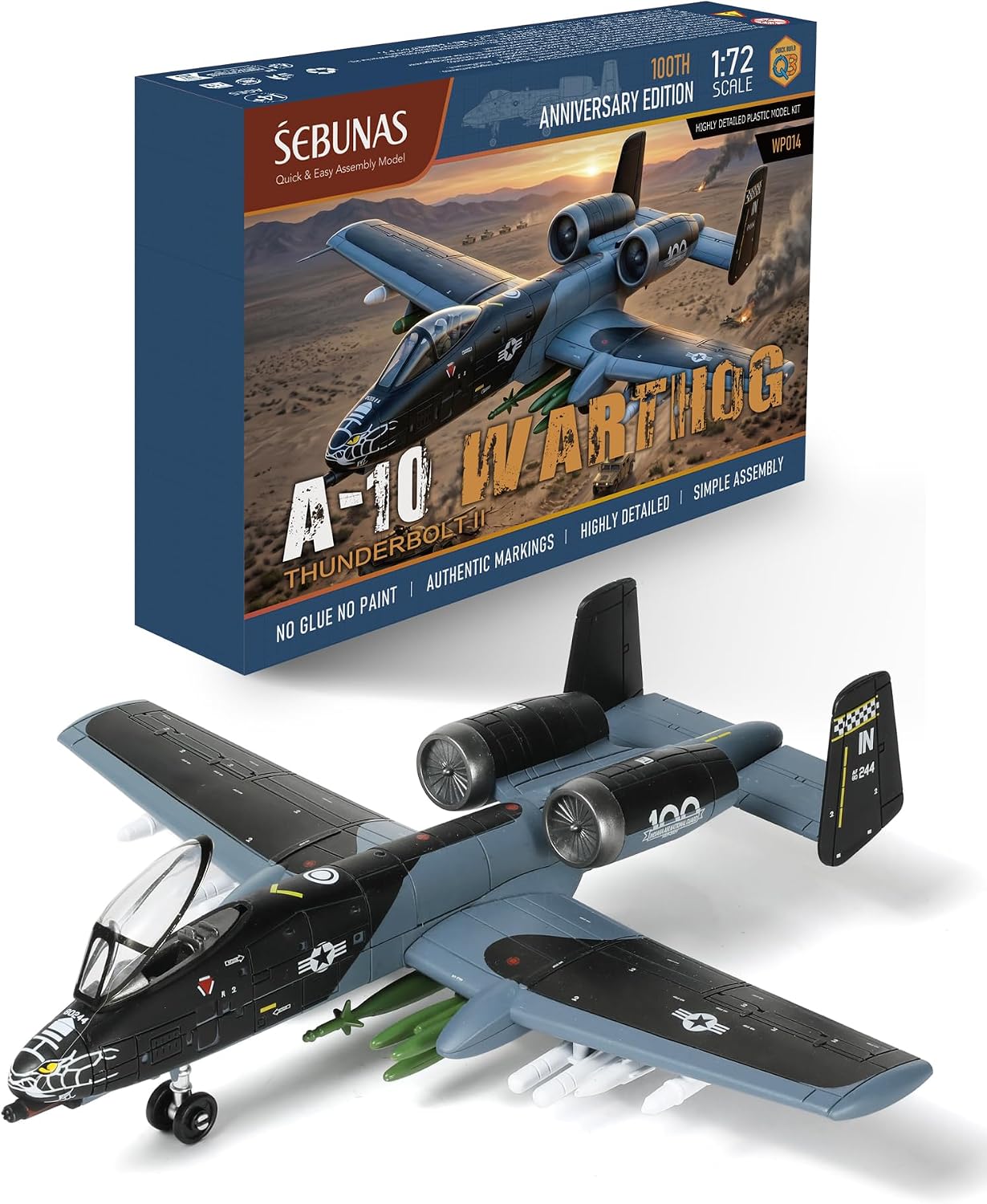 SEBUNAS 1:72 Scale A-10 Thunderbolt II Warthog Highly Detailed Plastic Assembly Model Kit Accurate Reproduction with Paint Scheme Collector's Choice Gift for Adults and Kids(43PCS)