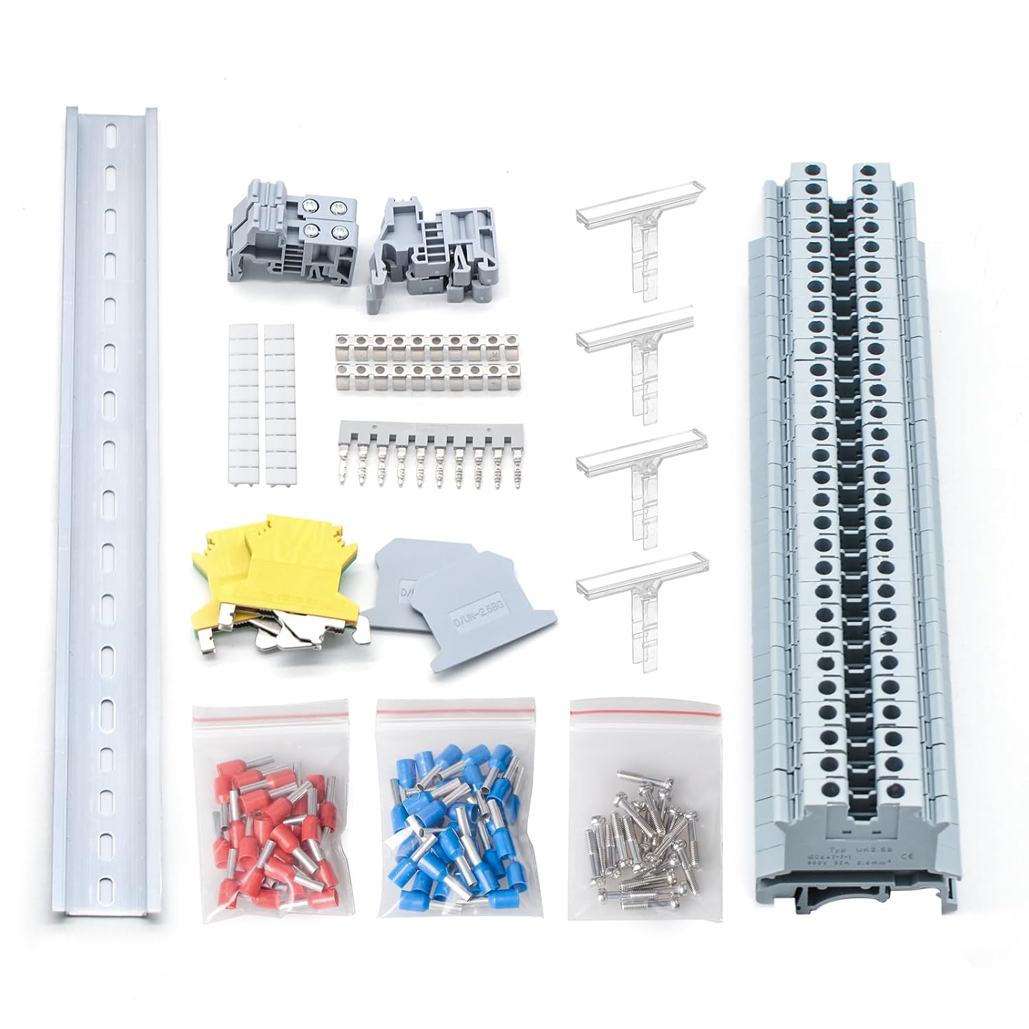 Terminal Block Kit, Rail Combined Terminal Block, Rail Type Voltage Terminal Accessories (Grey)