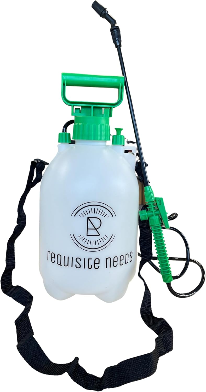 REQUISITE NEEDS Pump Action Pressure Spray Garden sprayer with plastic lance & carry strap pressure sprayer, weed killer sprayer pump fertilizer, pesticides, fungicides, and cleaning (5L Spray Bottle)