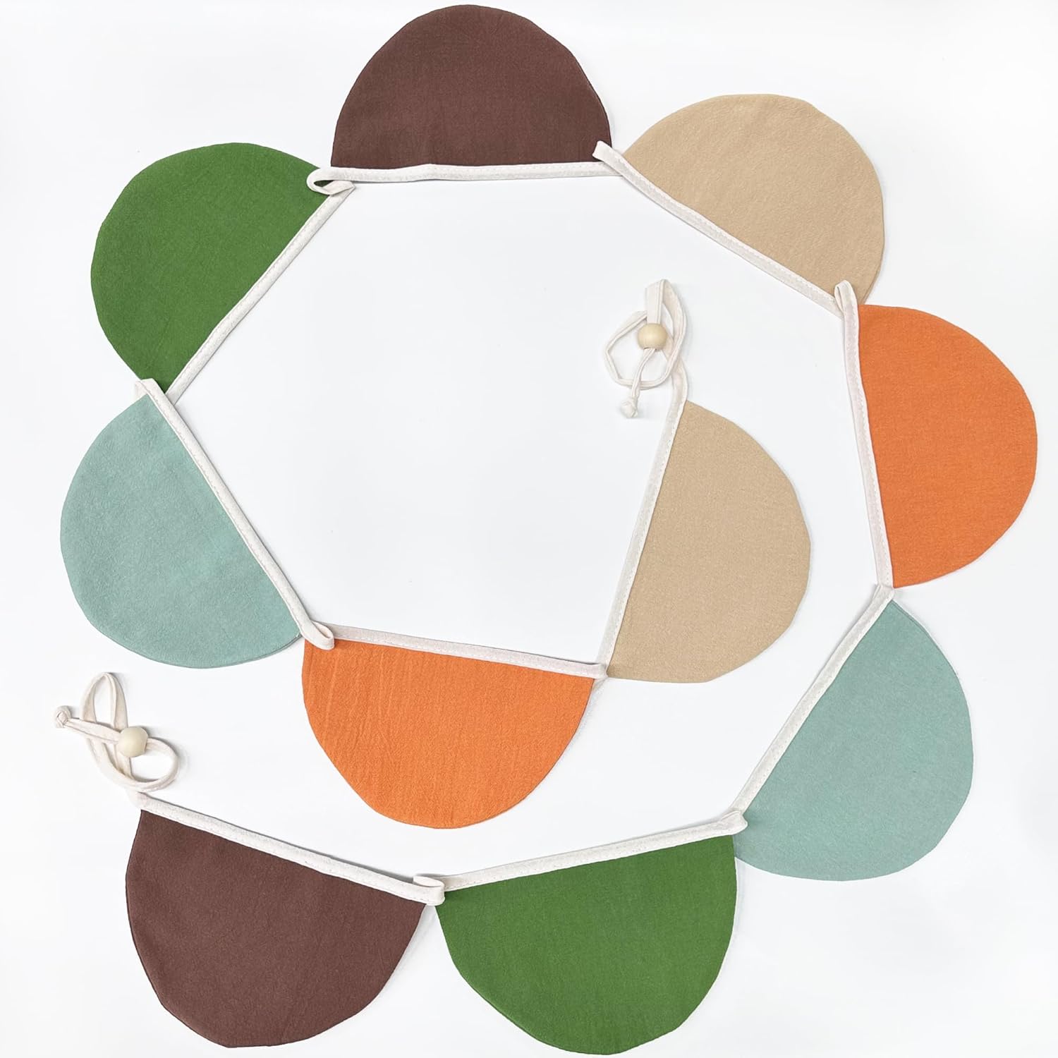 2 Sets of Orange Green Brown Half Round Banner 20Pcs Nursery Garland Flags Fabric Semicircle treamers for Baby's Room Decor Kids Camping Jungle Safari Animal Birthday Baby Shower Party Decorations