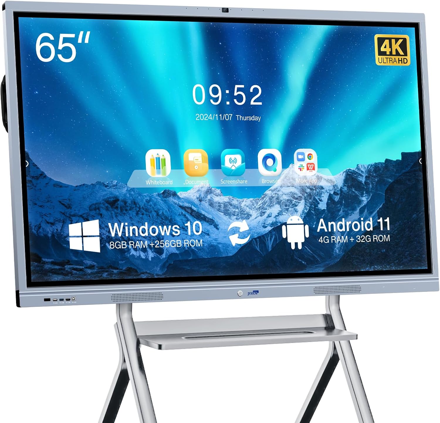 65" 4K Interactive Digital Whiteboard Smart Board | Ultra-HD Display, Android Dual System & Built-in 20MP Camera | Electronic Smartboard with Touchscreen for Classroom, Office (Wall Mount Included)​