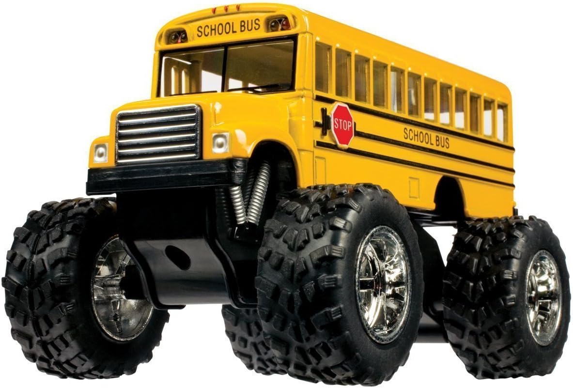 Rhode Island Novelty 5 Inch Die-cast Metal School Bus Big Wheel Monster Truck One School Bus