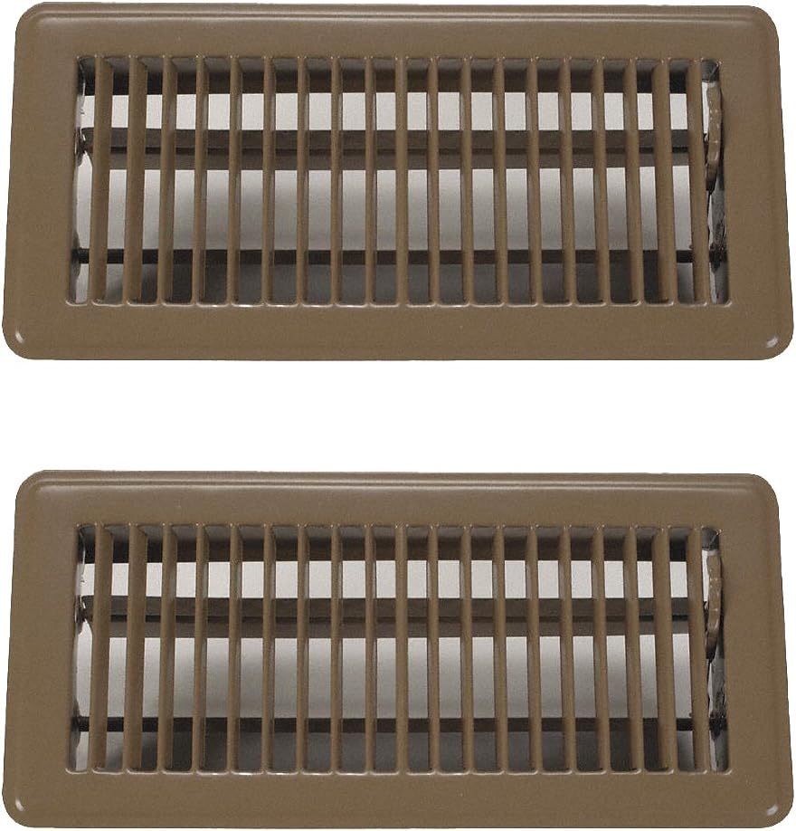 Rocky Mountain Goods 4" x 10" Floor Vents 2 Pack - Heavy Duty Walkable Floor Register - Premium Finish - Easy Adjust air Supply Lever (Brown)