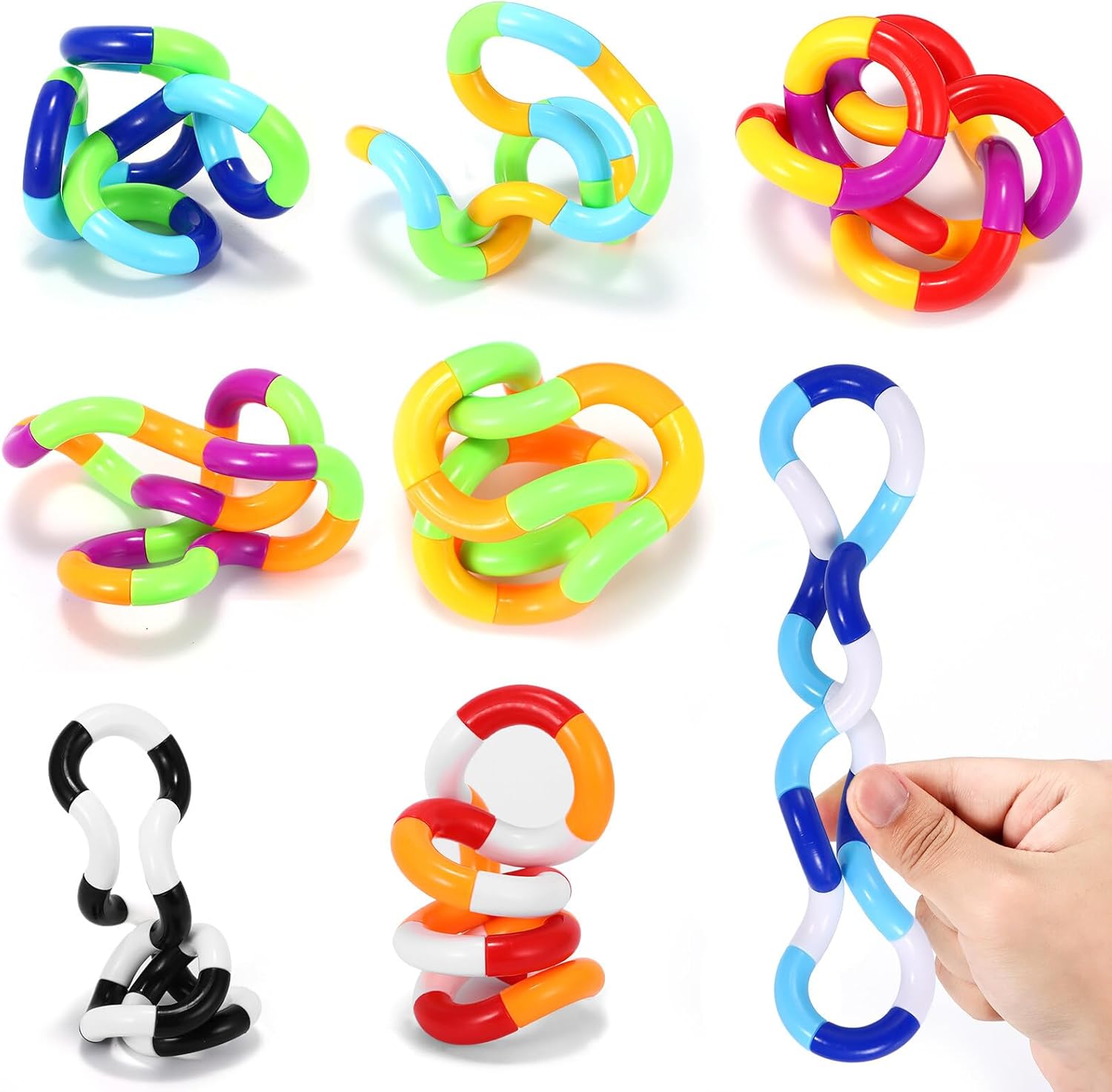 Tangle Fidget Toy, 8PCS Twisted Toy Toys, Focus Concentration Provide Relief With Stress Anxiety, Feeling Winding Toys Brain for Kids and Adults Finger Gift