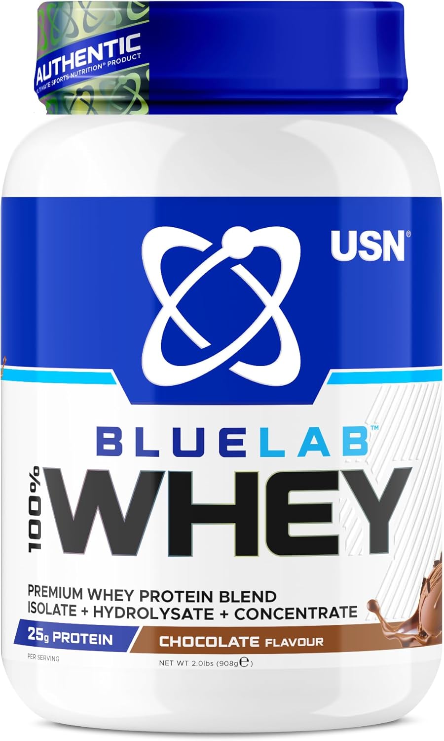 USN Blue Lab Whey Protein Powder: Chocolate - Whey Protein 908g - Post-Workout - Whey Isolate - Muscle Building Powder Supplement With Added BCAAs
