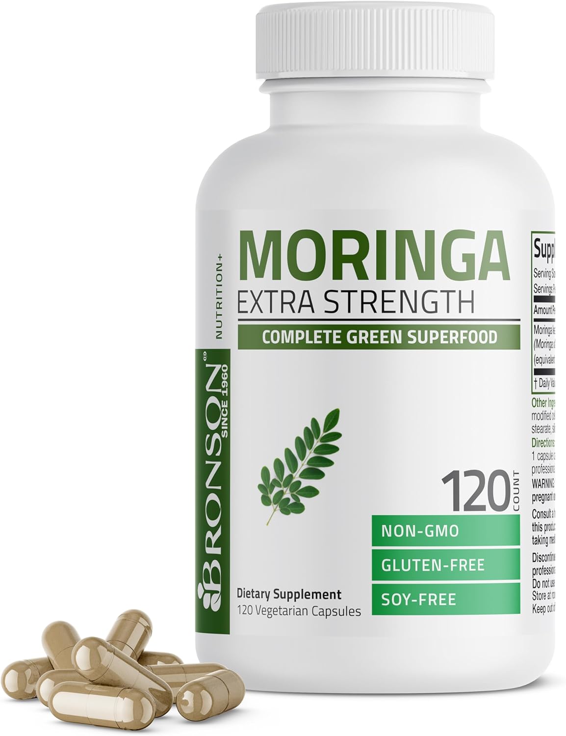 Bronson Moringa Extra Strength Capsules Moringa Oleifera Powder, 120 Count