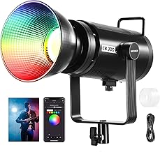 NEEWER 300W RGB LED Video Light with Reflector, APP/2.4G Control, 17 Scenes, 29600Lux/1m 2500-7500K CRI97+/TLCI97+ Full Color Bowens COB Continuous Output Lighting Dimmable for Studio Filming, CB300C