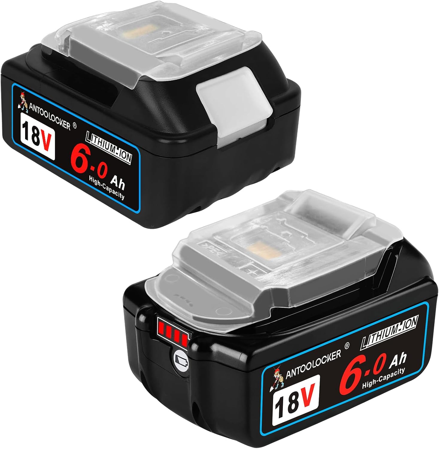 Replacement for Makita 18v Battery: 2 Packs 6.0ah High Capacity Lithium Ion Batteries Compatible with 18 Volt BL1860 BL1820BL1830 BL1840 BL1850 for Cordless Power Tools