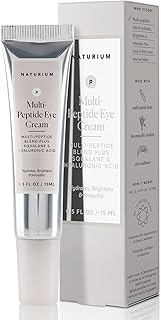 Naturium Multi-Peptide Eye Cream, Smoothing & Anti-Aging Skincare, with Squalene & Hyaluronic Acid, 0.5 oz
