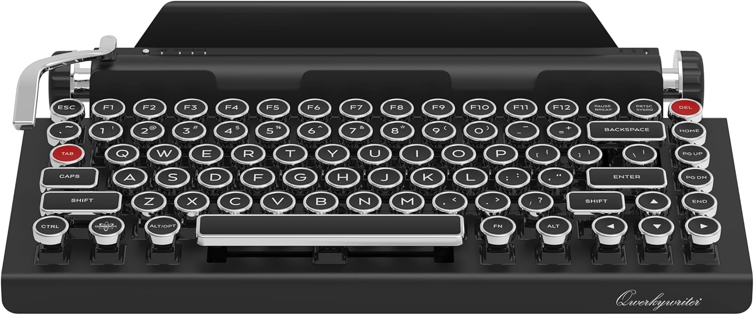 Qwerkytoys Typewriter Wireless Mechanical Keyboard with Integrated Tablet Stand VK7777