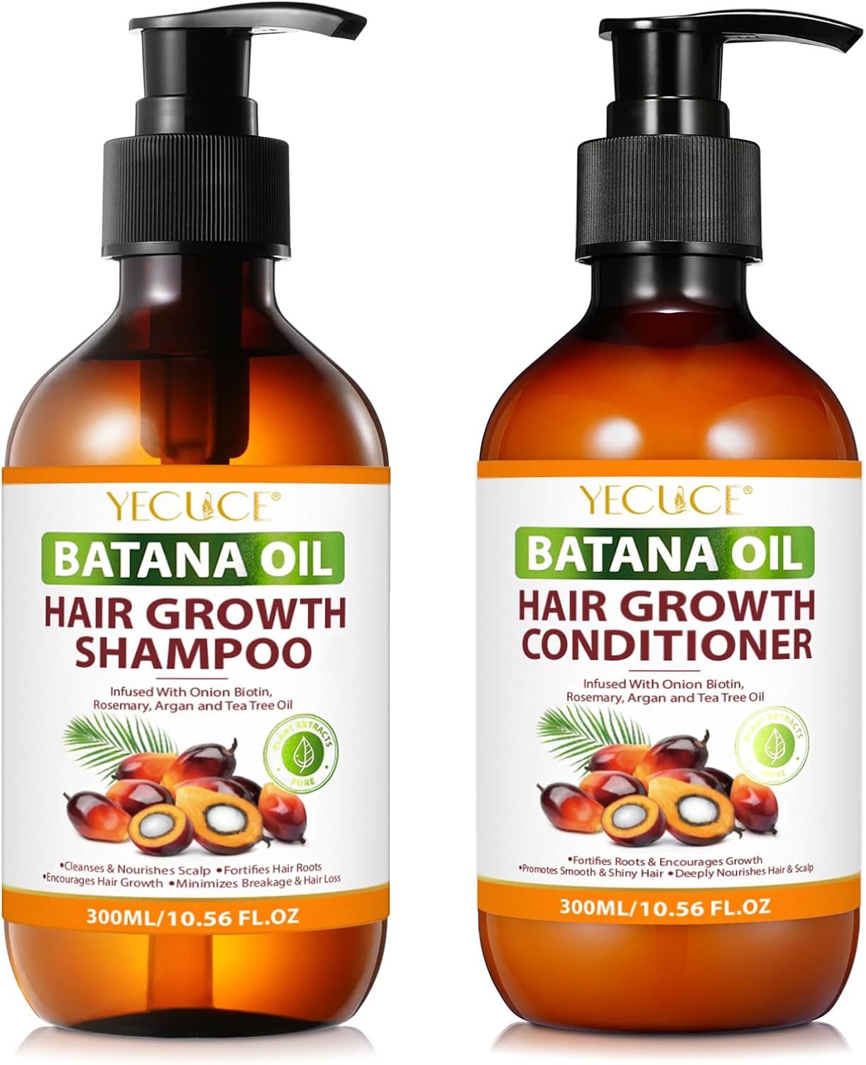 Batana Oil Shampoo and Conditioner Set - Organic Conditioning Shampoo For Strengthening and Volumizing Fine and Thinning Hair, Hair Loss Shampoo for Thickening Hair for Women and Men