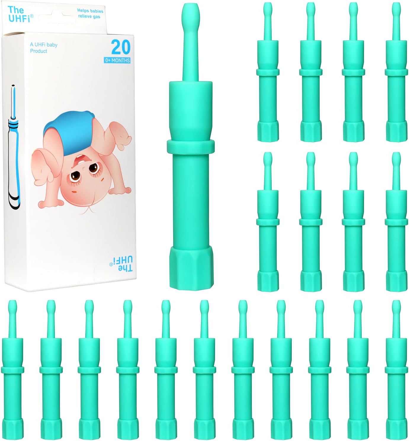 Gas and Colic Reliever for Babies, Baby Gas Colic Relief, Natural Solution for Baby Colic and Gas Relief, Safe & Effective Instant Constipation Relief for Babies, 20 Count (Green)