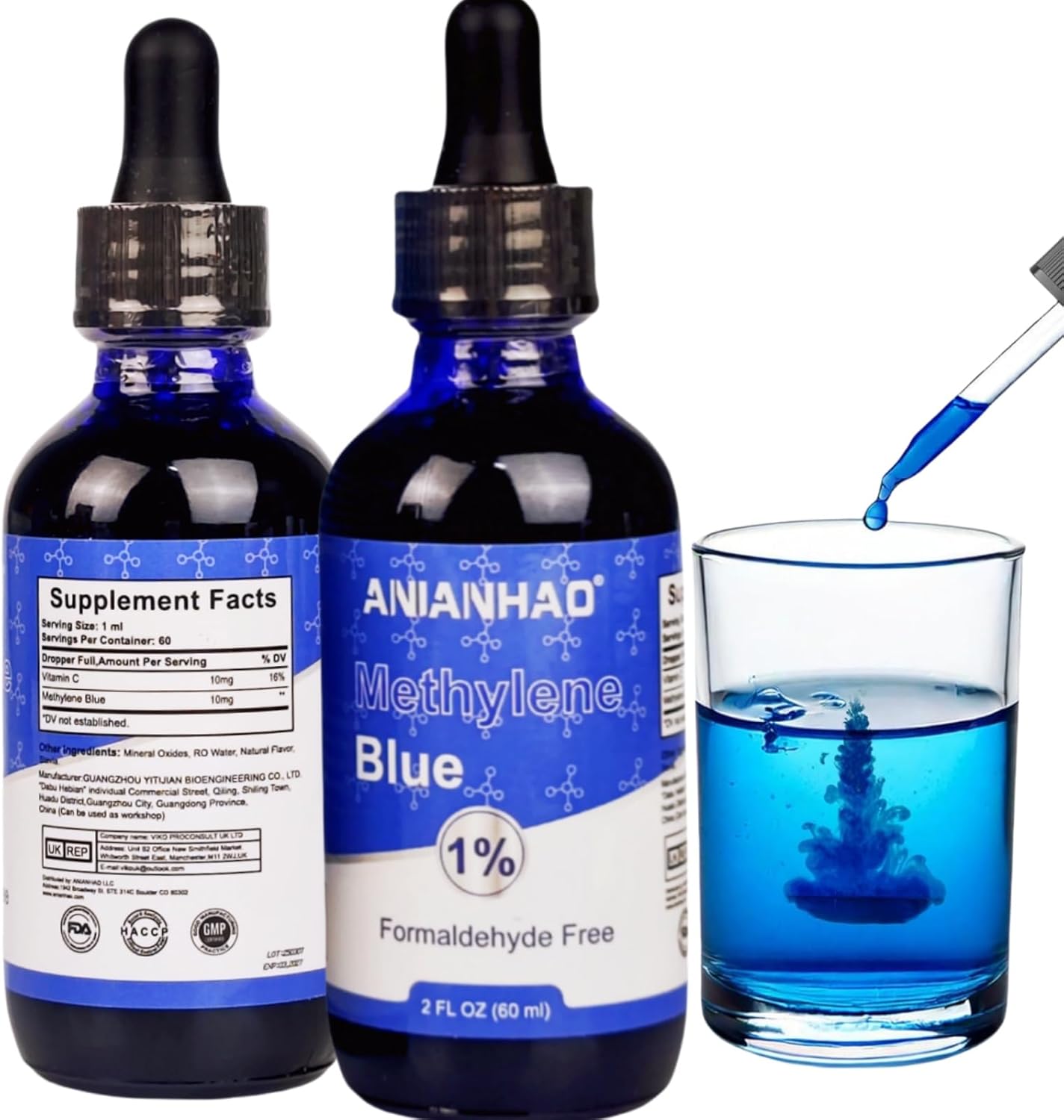 Methylene Blue 1% Solution (60ml) - Brain & Mitochondrial Support - Premium Nootropic Drops for Cognitive Performance - Third-Party Tested USP-Grade Methylene Blue for Humans, Daily Wellness Support