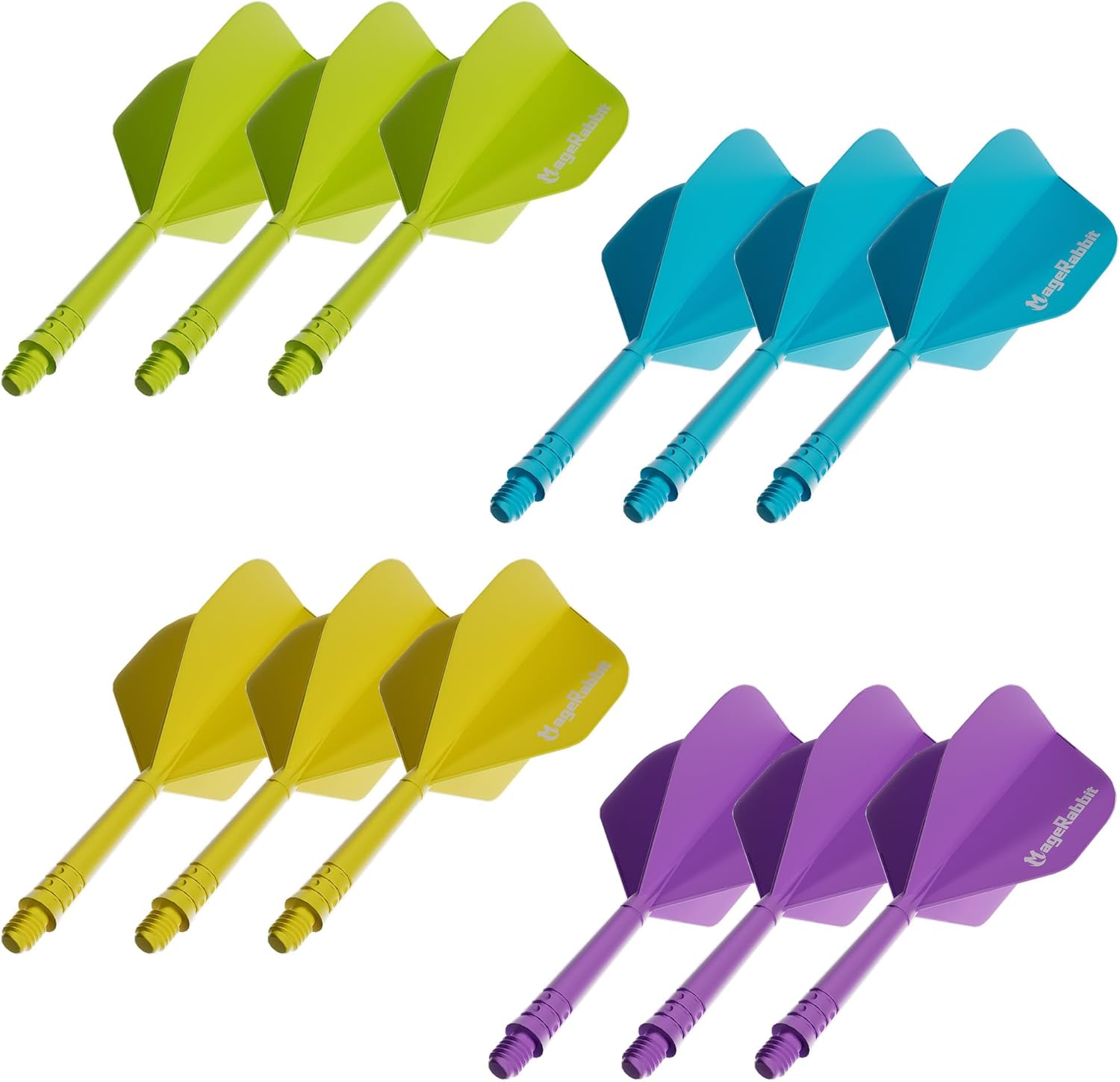 One Piece Dart Flights Sets,12Pcs with 4 Colors Standard Shaped Dart Flights for Soft and Steel Tip Darts, Darts Flights Kit,All in One Moulded Dart Flight & Stem