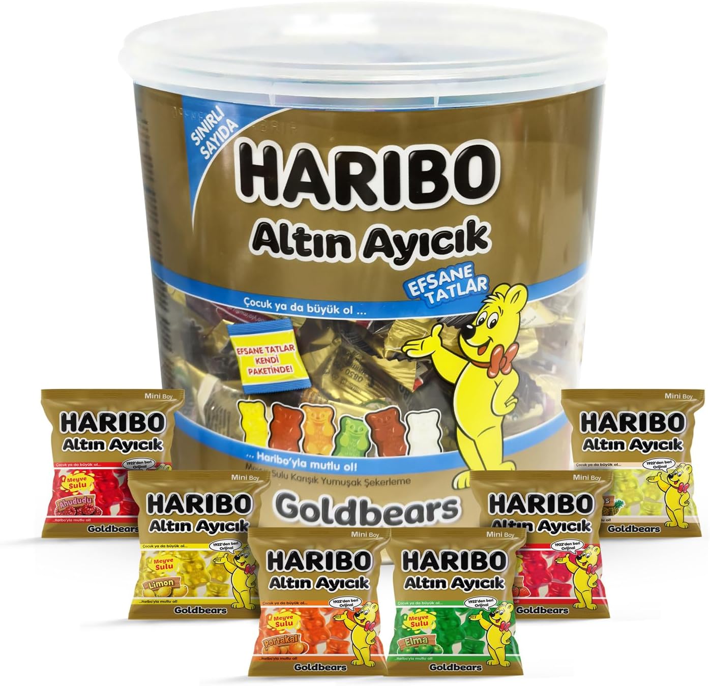 Haribo Gummy Candy Variety Pack, 100 Mini Bags, Jelly Gift Box - Halal