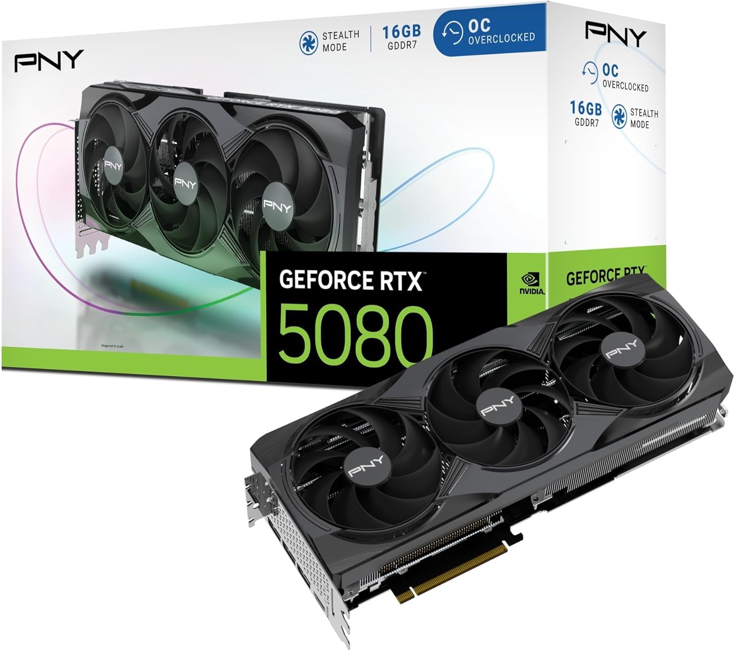 PNY NVIDIA GeForce RTX™ 5080 16GB Overclocked Triple Fan Graphics Card (DLSS 4, PCIe® 5.0, HDMI®/DP 2.1, 2.9-Slot)