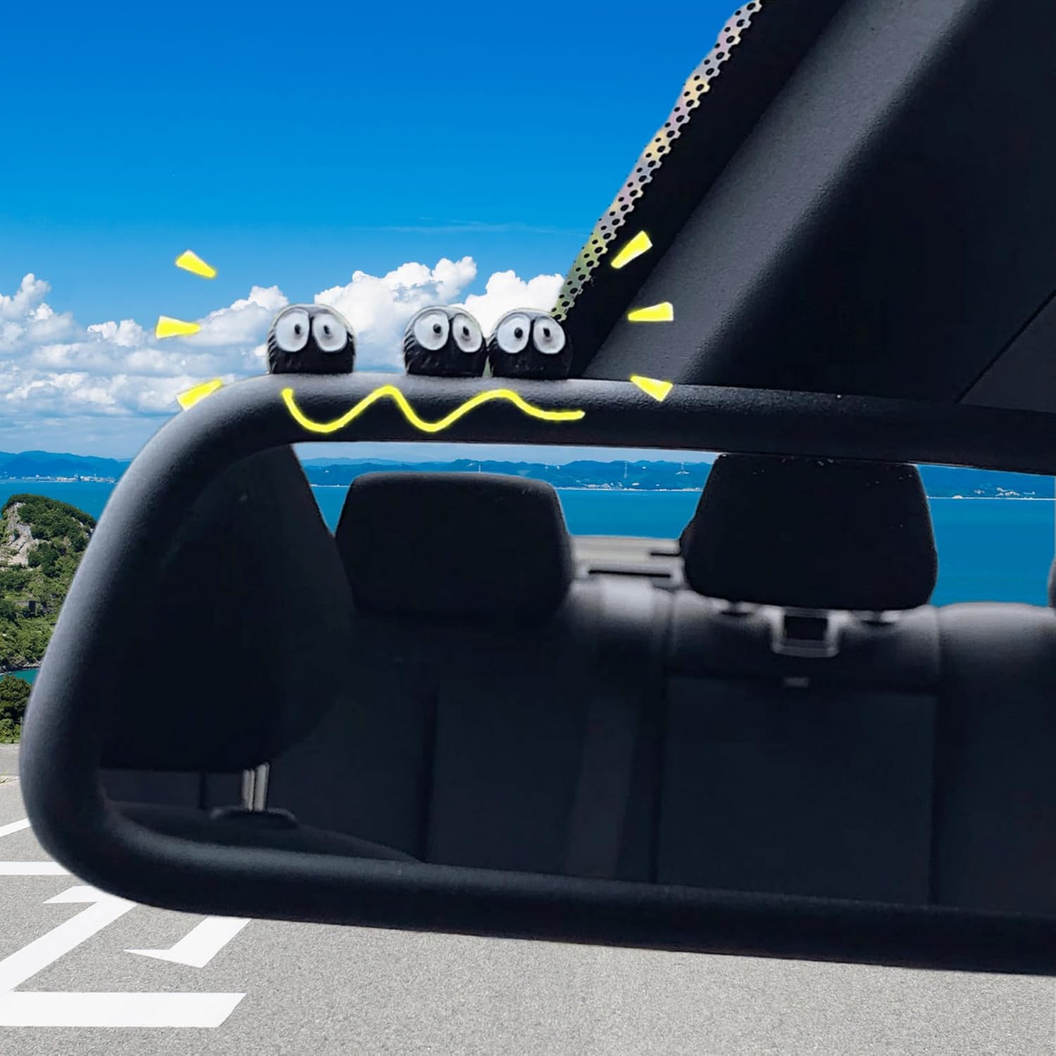 Levvohd Cute Soot Sprites Rearview Mirror Accessories, Dashboard Decor, Funny Cute Car Ornament Gifts for Mirror Interior Decors (Black Mini Soot Sprites 30 Pcs)