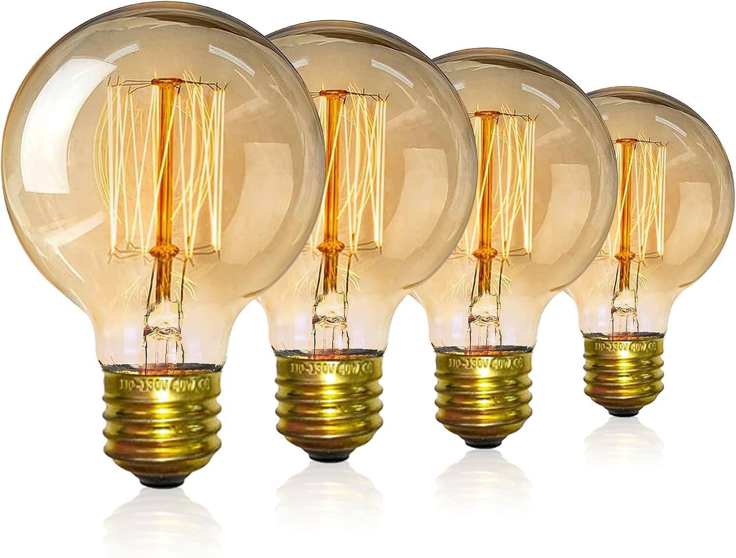 EYLM Vintage Edison Light Bulbs, Dimmable Screw Edison Bulbs Globe Bulbs Retro Filament Lamp Warm Light 40w G80 E27 220V-4Pack