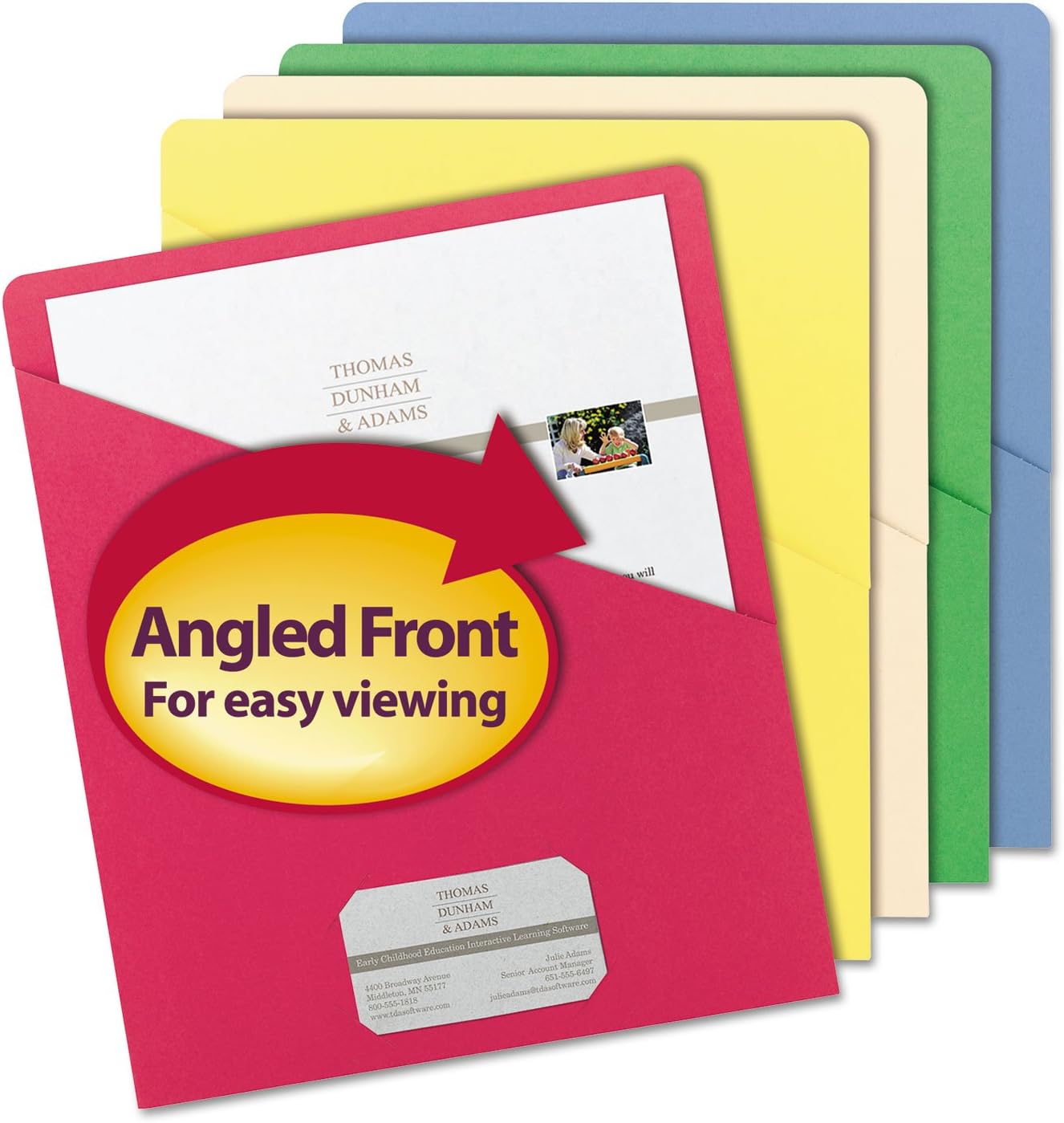 Smead Slash Jacket, Letter Size, Assorted Colors, 25 per Pack (75425)