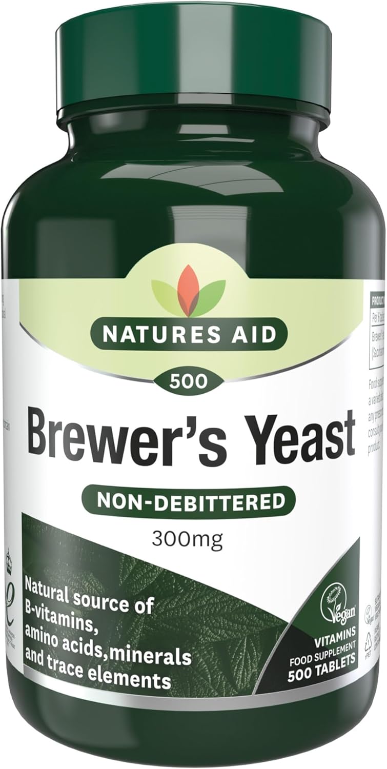 Natures Aid Brewers Yeast 300mg - Natural Source of B-Vitamins, Amino Acids and Minerals - Supports Energy and Immune Health - Vegan, Gluten-Free, Non-GMO, No Salt or Sugar - 500 Tablets