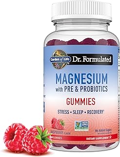 Garden of Life - Dr Formulated Magnesium Citrate Supplement with Prebiotics & Probiotics for Stress, Sleep & Recovery - Vegan, Gluten Free, Kosher, Non-GMO, No Added Sugars – 60 Raspberry Gummies
