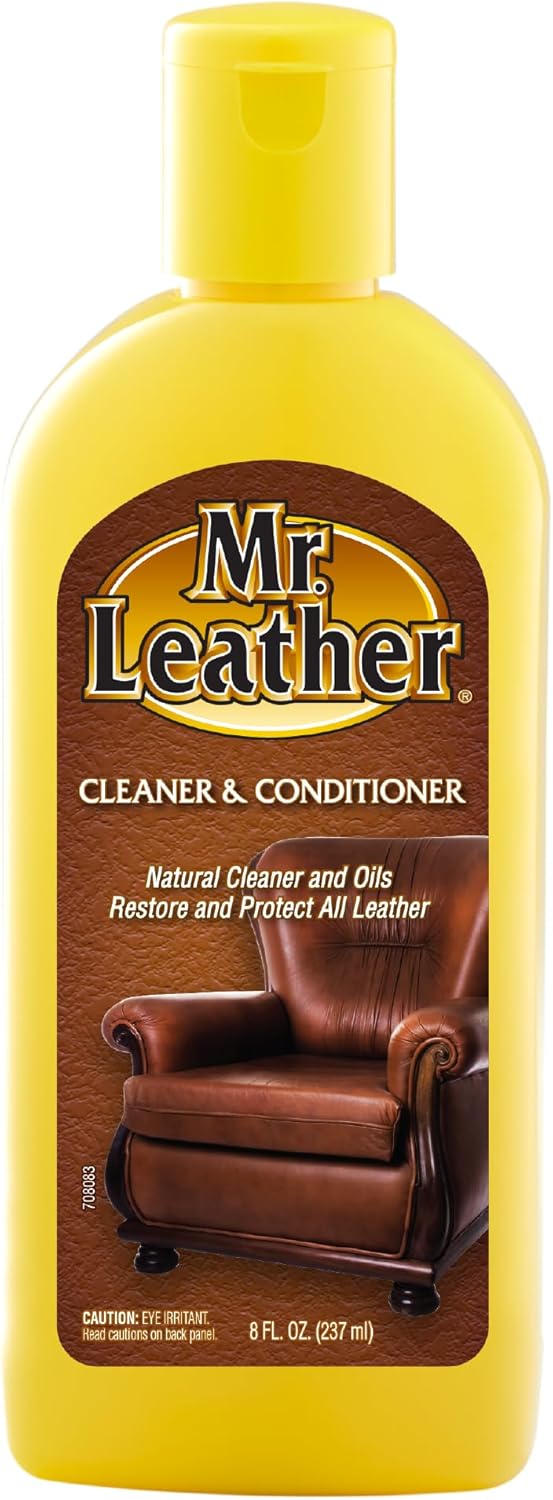 Mr Leather Cleaner & Conditioner 237ml (8oz) – Premium Leather Care for Car Interior, Sofa, Handbags, Jackets, Shoes – Cleans, Conditions, Restores Shine & Protects from Cracks & Fading