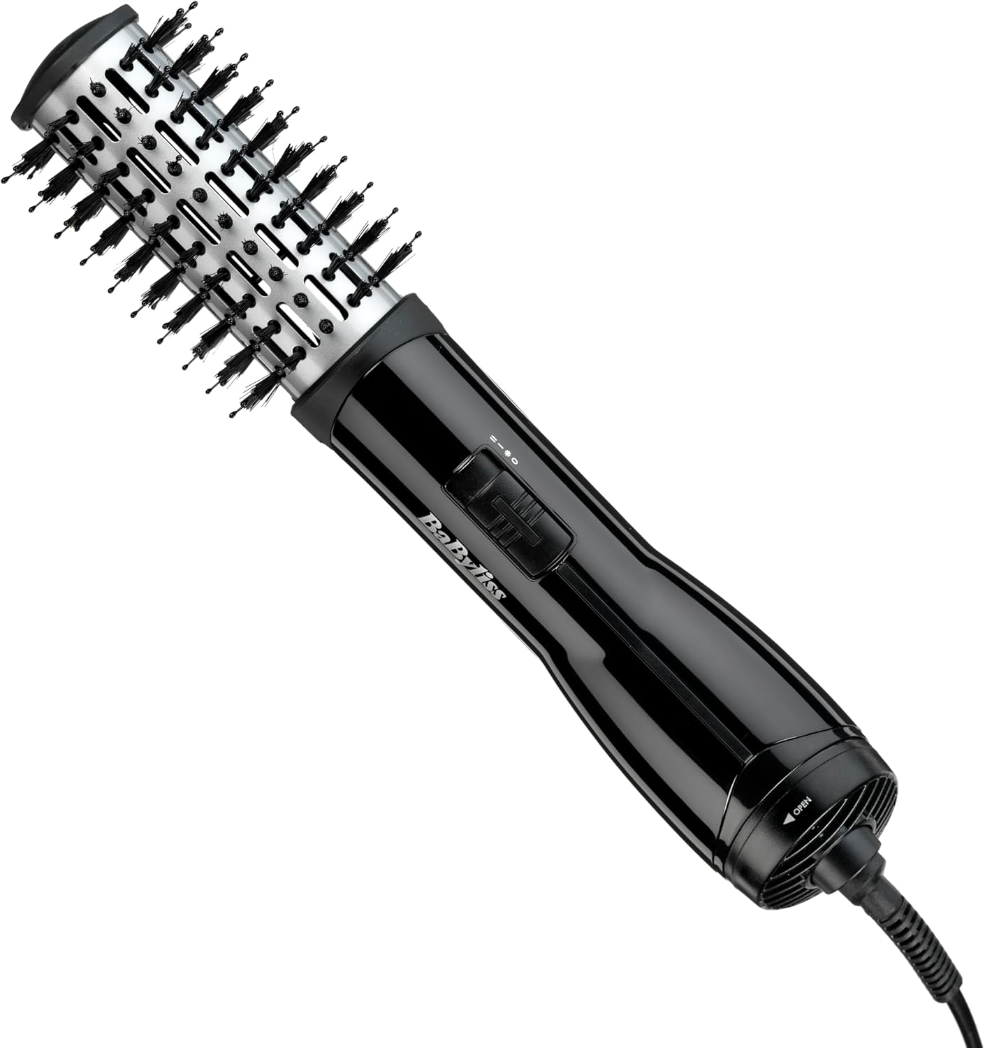BaByliss Flawless Volume Hot Air Brush - Dry and Style in One, Titanium-Ceramic 38mm Barrel for Smoothness, Ionic Frizz-Control, Black, 2764U