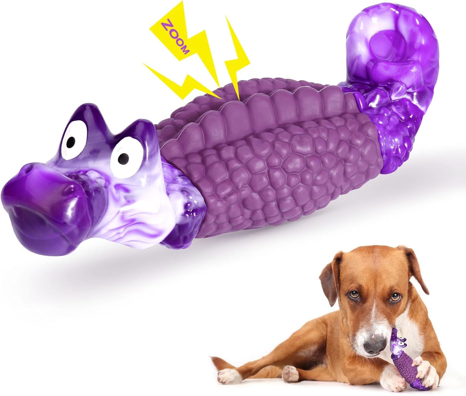 HGB Tough Dog Toys for Aggressive Chewers, Squeaky Indestructible Dog Toy to Keep Them Busy & Reduce Boredom for Small, Medium, Large Breeds, Bacon Flavor