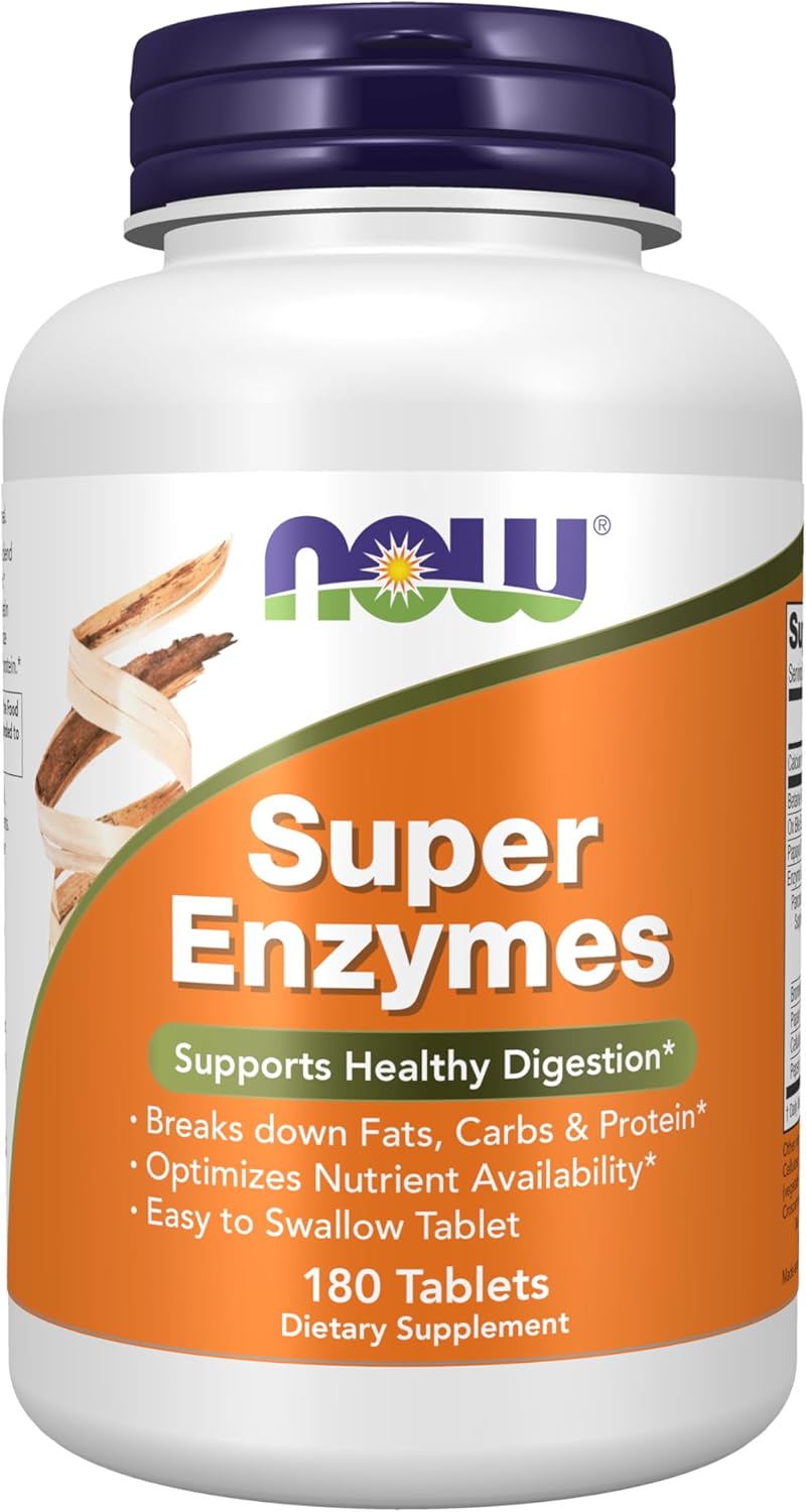 NOW Foods Supplements, Super Enzymes, Formulated with Bromelain, Ox Bile, Pancreatin and Papain, 180 Tablets