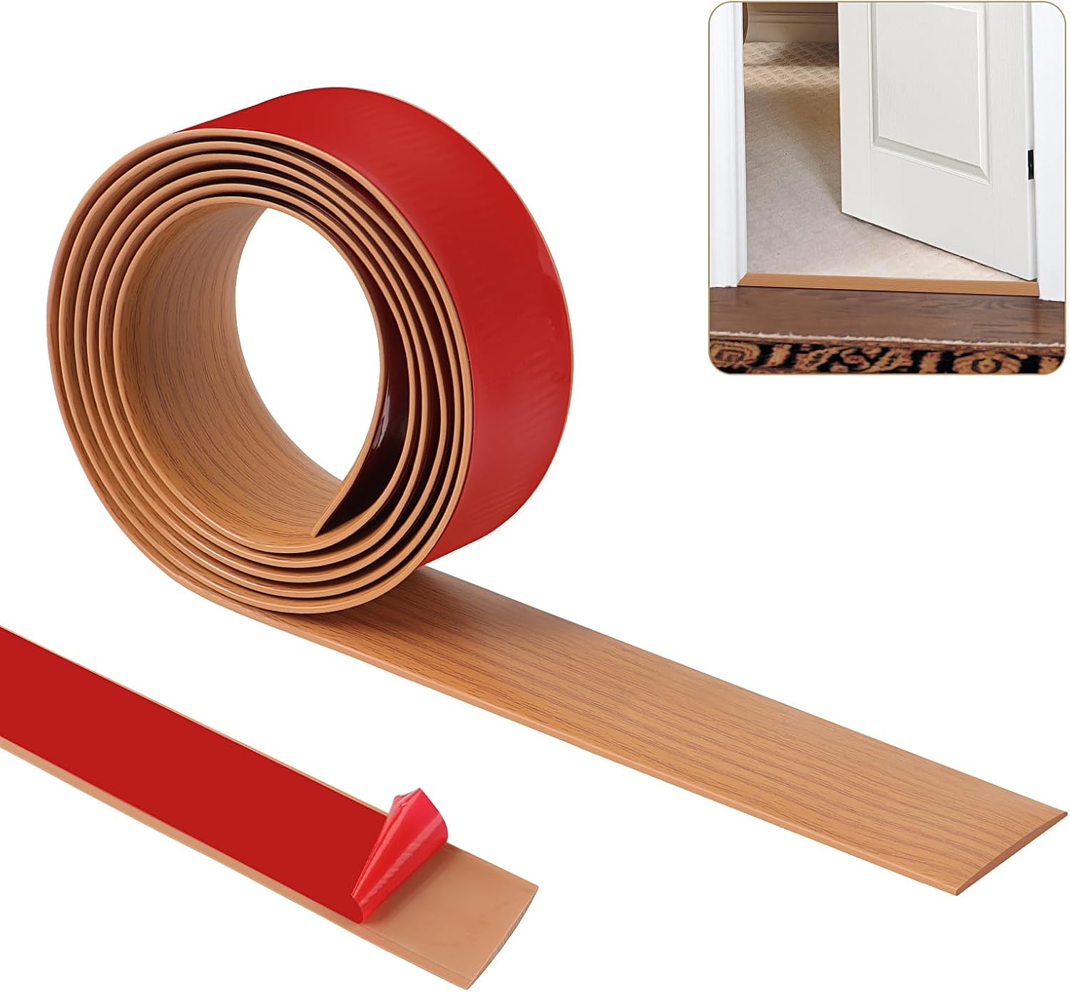 ZTVOWTO Threshold Strip,Carpet Door Trim Strips,Floor Transition Strips, Self Adhesive Floor Door Divider Strip, Flat Laminate Profile Flooring Edge Trim Strip (4cm, Yellow Oak Wood Grain)