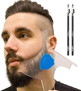 Aberlite ClearShaper 2.0 - Beard Shaper Kit w/Two Barber Pencils - Premium Shaping Tool - 100% Clear | Many Styles - The Ultimate Beard/Hair Lineup (US Patent) - Beard Stencil Guide Template Outliner