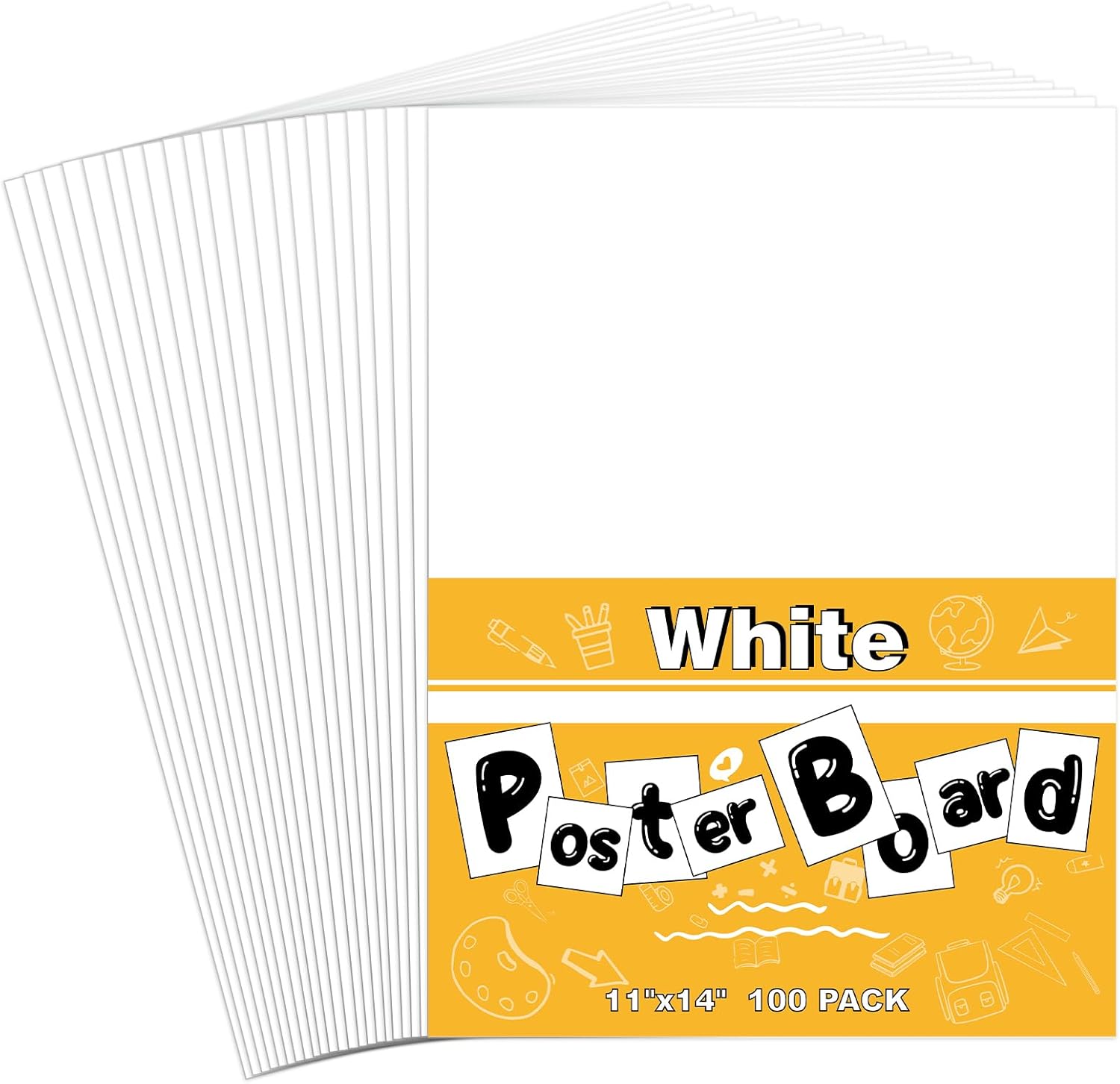 100 Pack White Poster Boards, 11"x14" White Poster Paper Heavyweight Poster Board Bulk Blank Poster Board for Art Display Board,Classroom Use,School Craft Project,Presentation Drawing