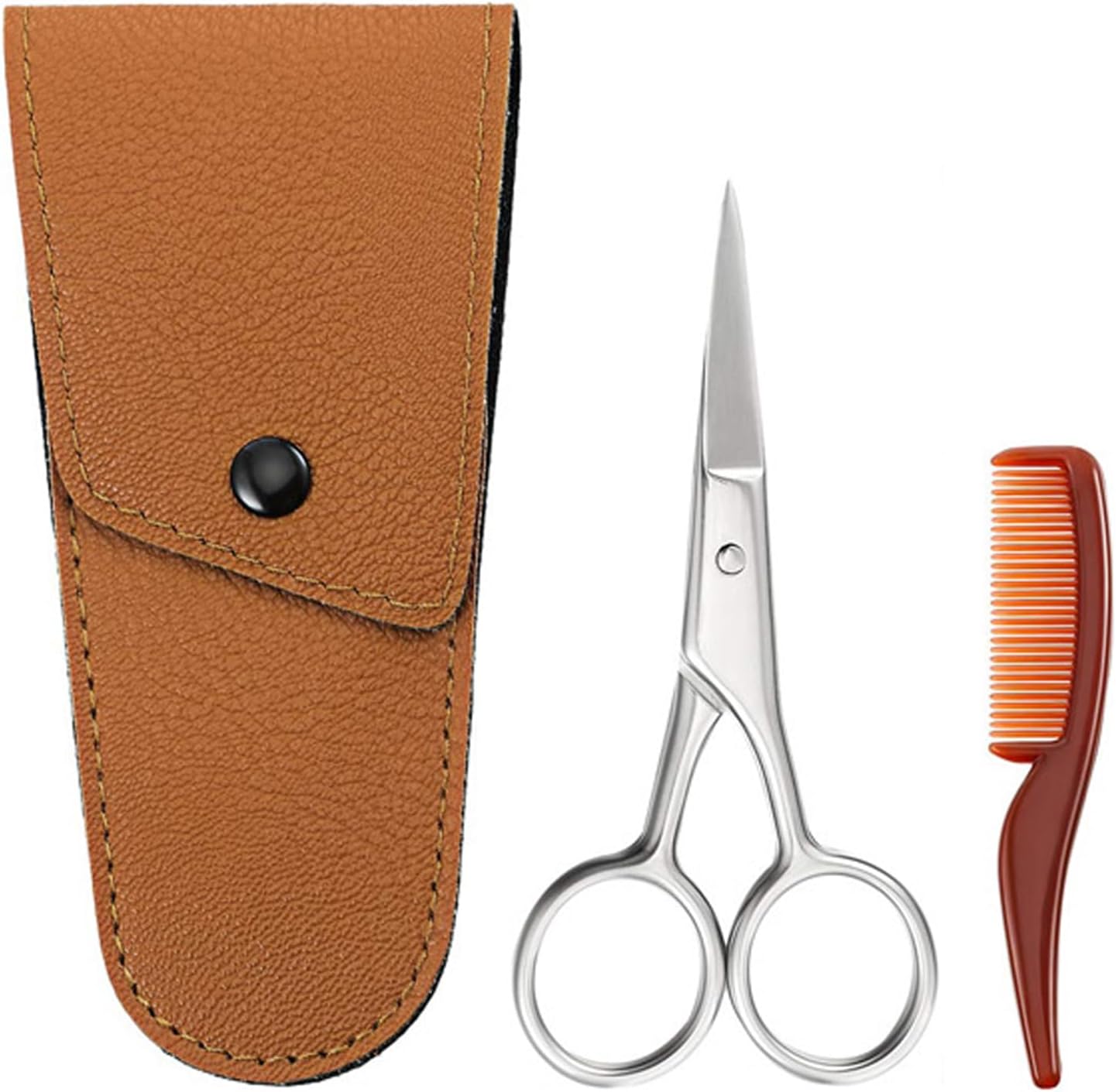 BeardScissors-3Pcs Nose Hair, Mustache & Detail Trimming,Professional Beard Care Kit for Men