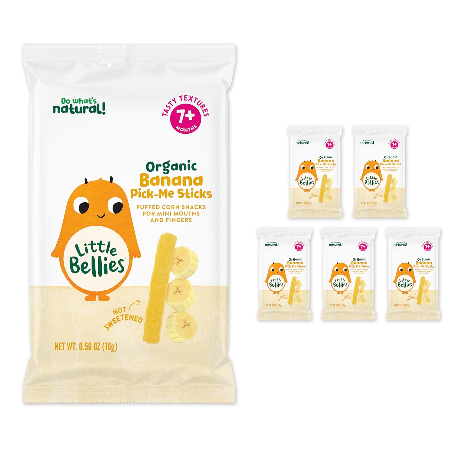 Little Bellies Organic Banana Pick-Me Sticks Baby Snack (Pack of 5 x 0.56 oz Individual Packs)