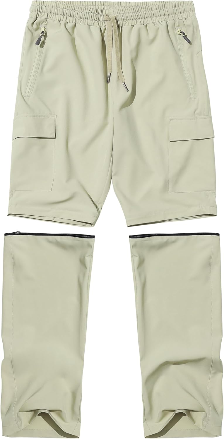 Boys Hiking Cargo Pants Kids Convertible Lightweight Quick Dry Girls Outdoor Waterproof Zip Off School Trousers