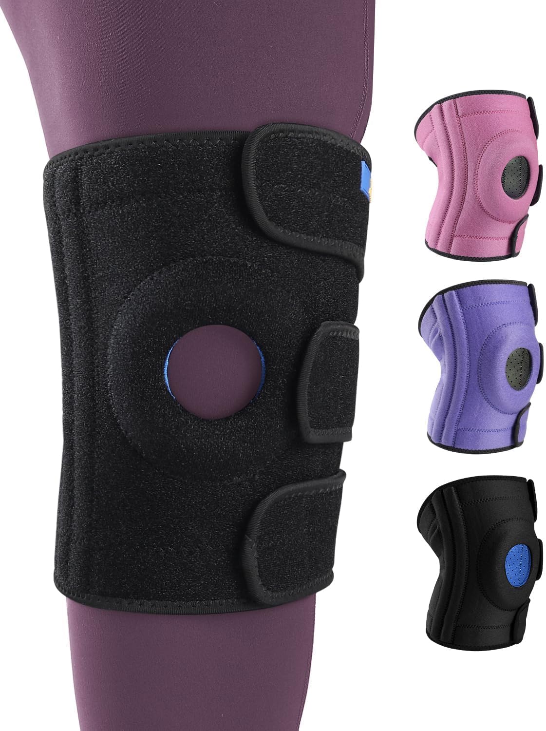 ABYON Medium to Plus Size Knee Support for Big Legs, Triple Strap Adjustable Knee Brace with Side Stabilisers, Non-Slip Knee Wrap for Arthritis,Meniscus Tear, ACL, Pain Relief, Stability for Women Men